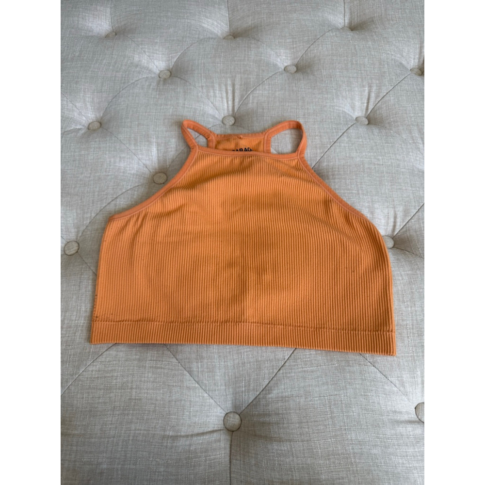 Women's Garage Orange Ribbed Halter Crop Top M